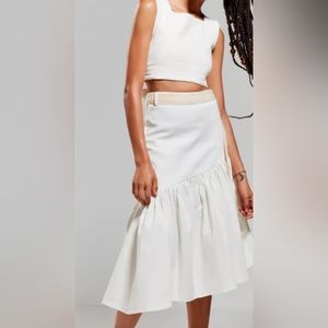 Urban Outfitters Nice Martin Olsen Ruffle Midi Skirt small w belt new off white